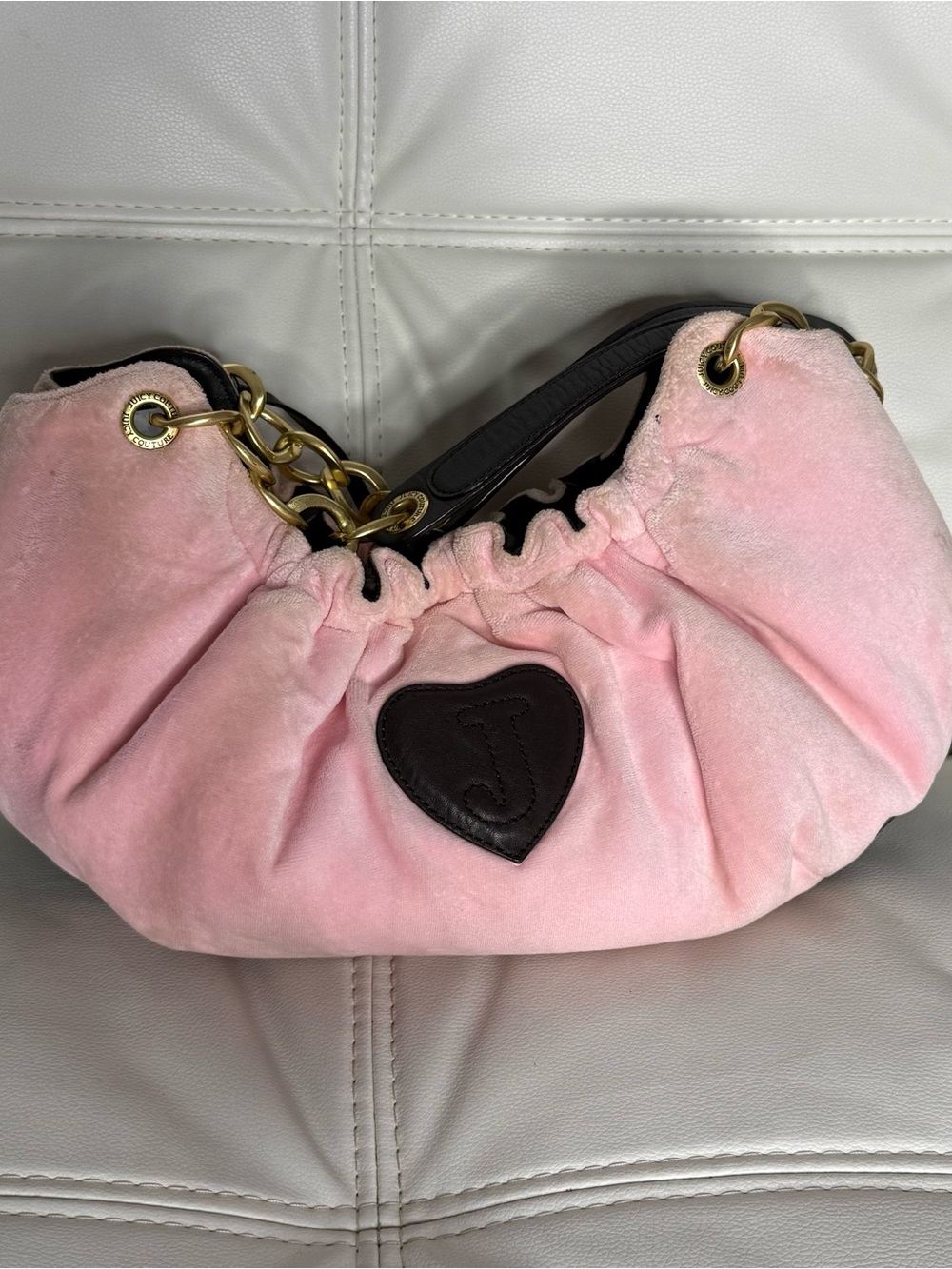 Juicy Couture Pink 'Juicy Royal' Embroidered Shoulder Bag with Gold Hardware - Picture 15 of 16